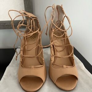 Vince Camuto Nude Lace-Up Heels